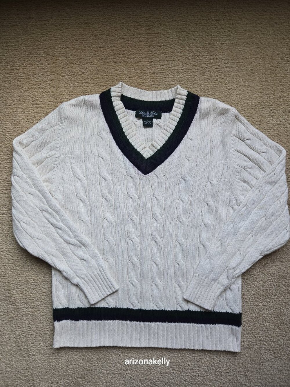 Brooks Brothers Cotton Tennis Sweater Polo Cricket Cable Knit Size Small